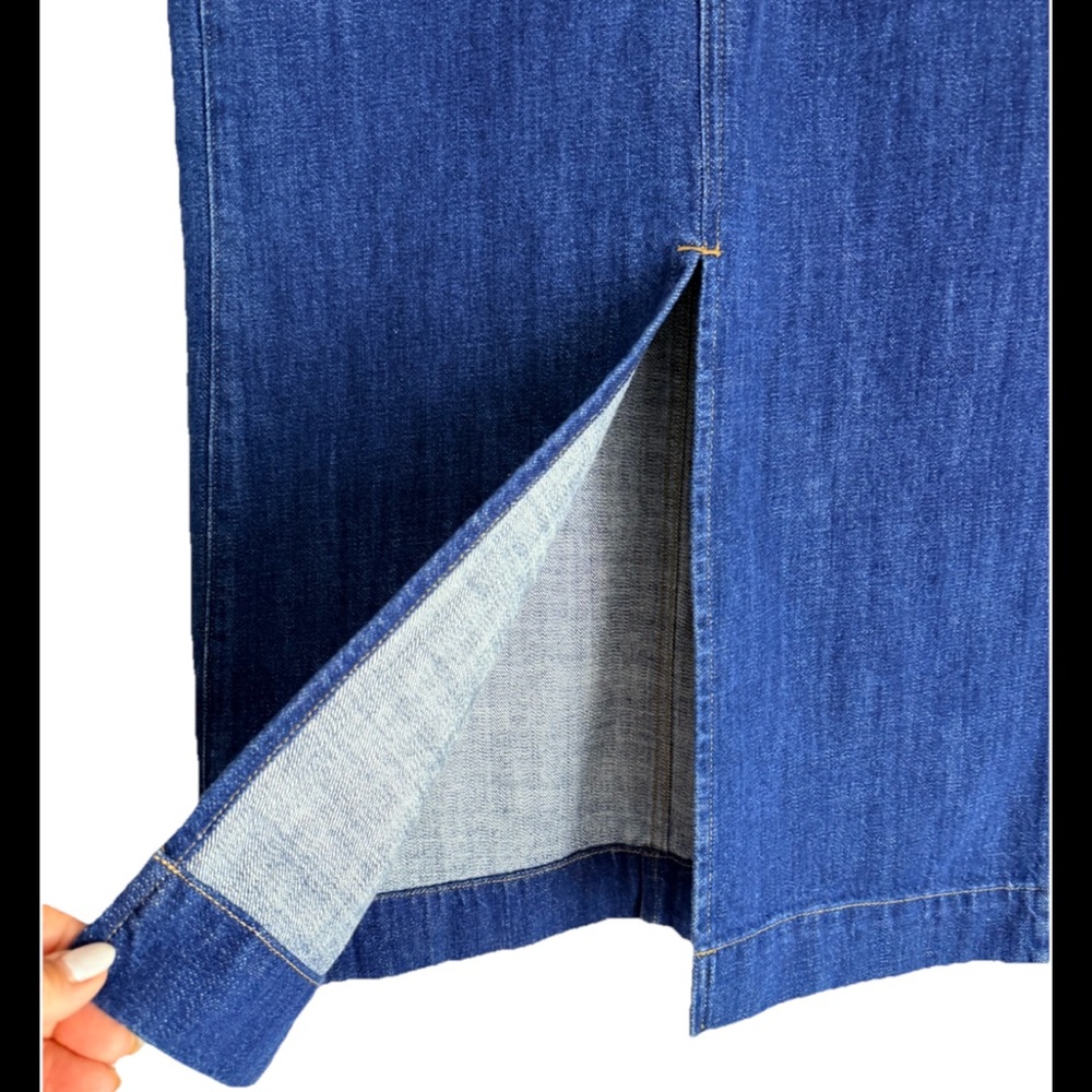 J CREW Blue Denim Midi High-Rise Classic Front Split Skirt Sz 27 (Small) - Picture 4 of 8
